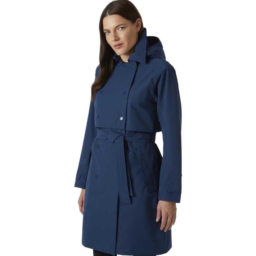 Helly Hansen Womens Jane Trench Helly Tech Double Breasted Waterproof Sz XL Hood